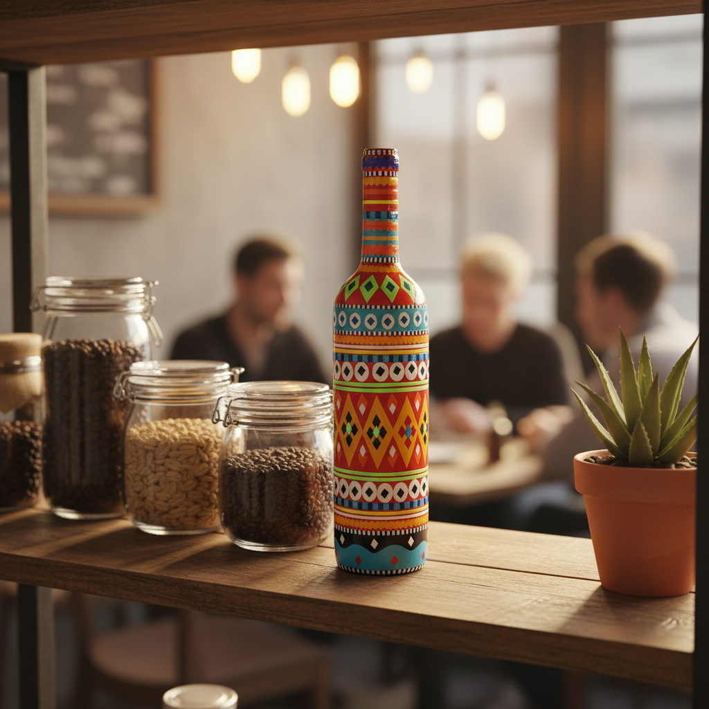 Traditional Truck Art Decorative Glass Bottle Vase