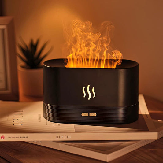 Flame Humidifier And Aroma Diffuser Realistic Flame Effect Portable and Versatile Usage