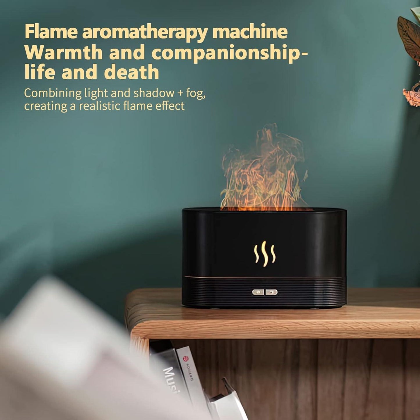Flame Humidifier And Aroma Diffuser Realistic Flame Effect Portable and Versatile Usage